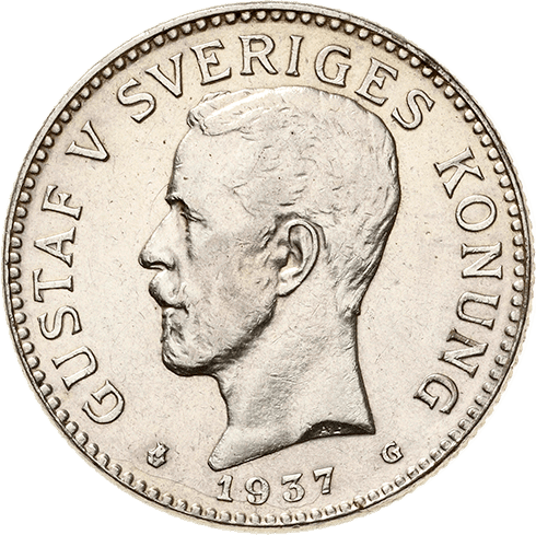 2 Kronor 1937 Gustav V. Schweden