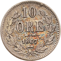 10 Öre 1867 Karl XV. Schweden