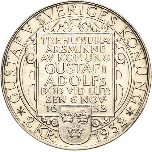 2 Kronor 1932 Schweden Gustav V.