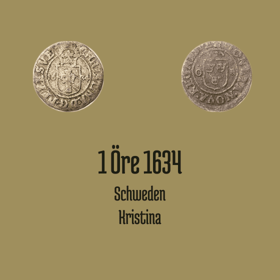 1 Öre 1634 Christina Schweden