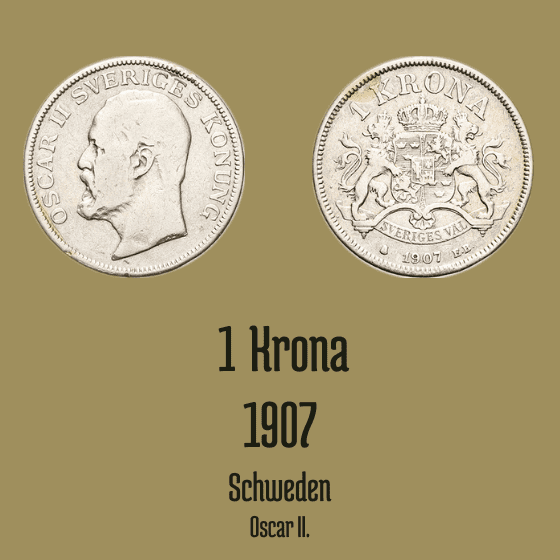 1 Krone 1907 Schweden Oskar II.