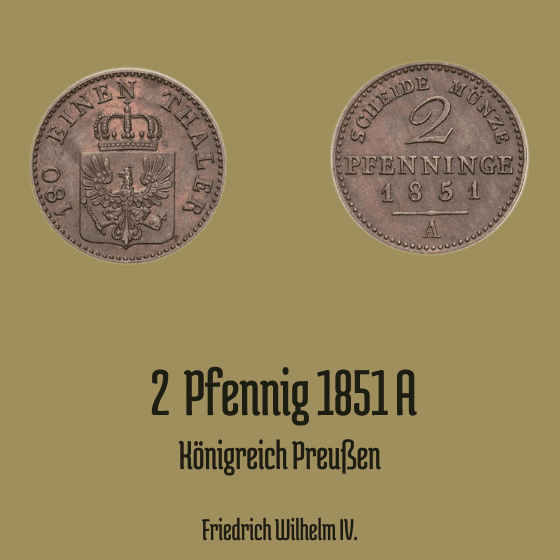2 Pfennige 1851 A Friedrich Wilhelm IV.