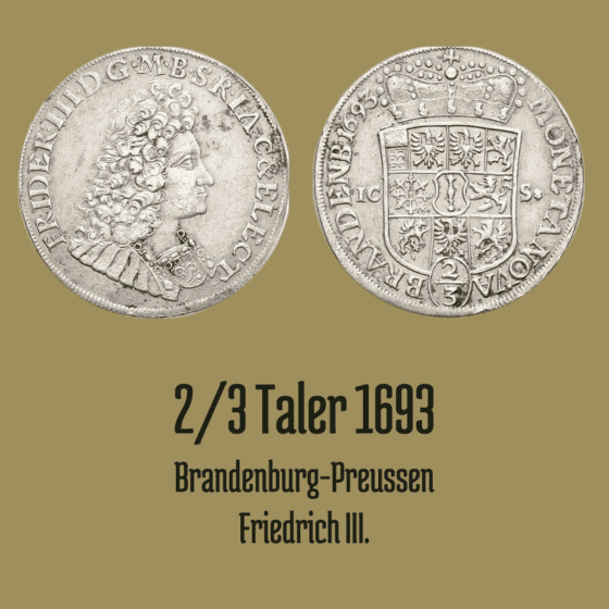 2/3 Taler 1693 ICS Kurfürst Friedrich III.