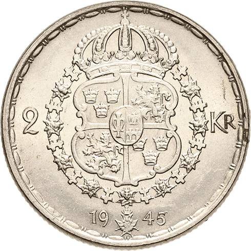 2 Kronen 1945 Schweden Gustav V.