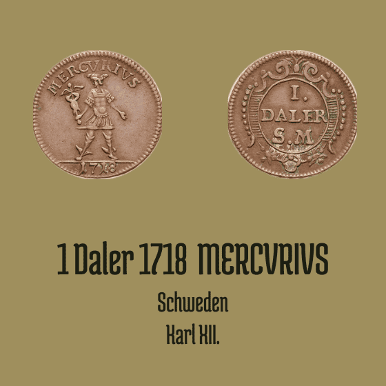 1 Daler Silvermynt 1718 Mercvrivs