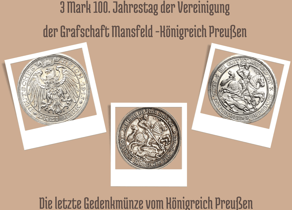 3 Mark 1915 Mansfeld-Preußens letzte Gedenkmünze