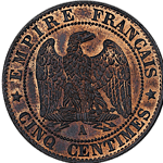 1 Centimes 1863 rv Napoleon III. Frankreich 