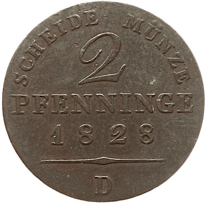 2 Pfennig Kupfermünze 1828