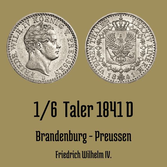 1/6 Taler 1841 D Düsseldorf