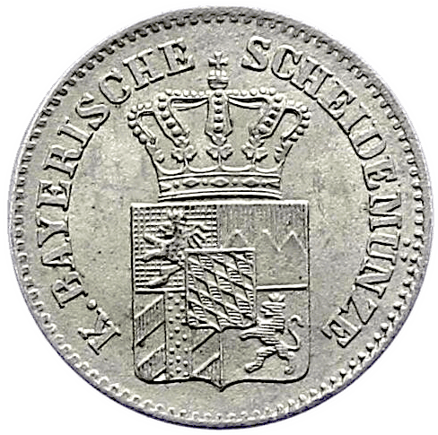 3 Kreuzer 1865 Bayern Ludwig II.