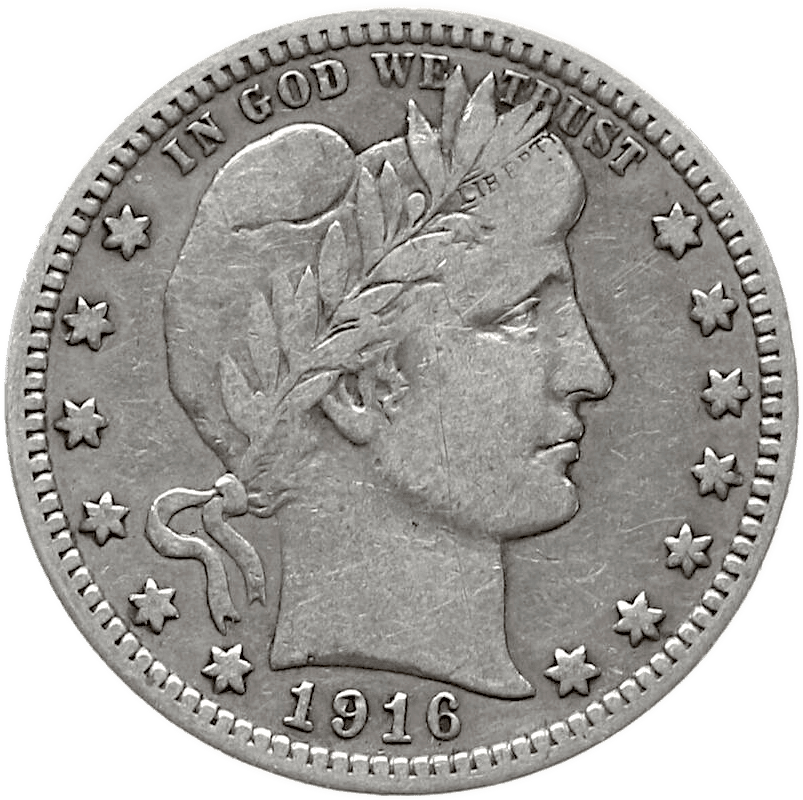 1916 Barber Quarter Dollar